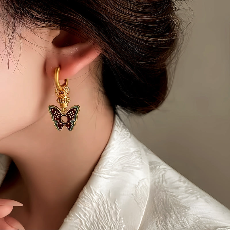 14K Gold-Plated Painted Contrasting Butterfly Earrings