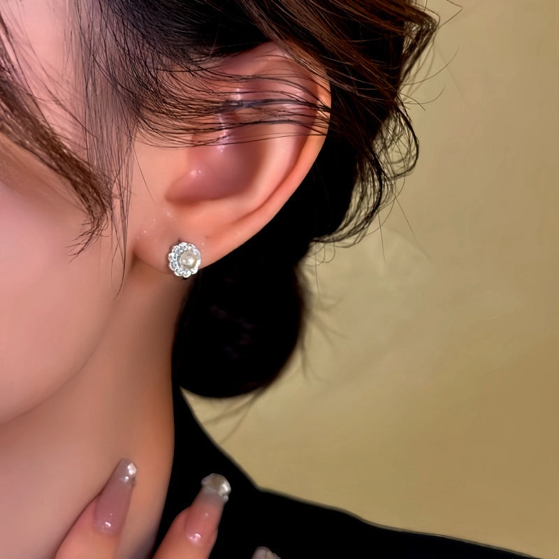 14K Gold-Plated Pearl Flower Earrings