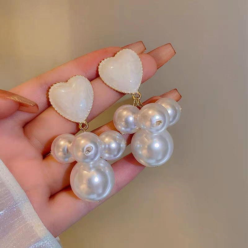 14K Gold-Plated Pearl Heart Earrings