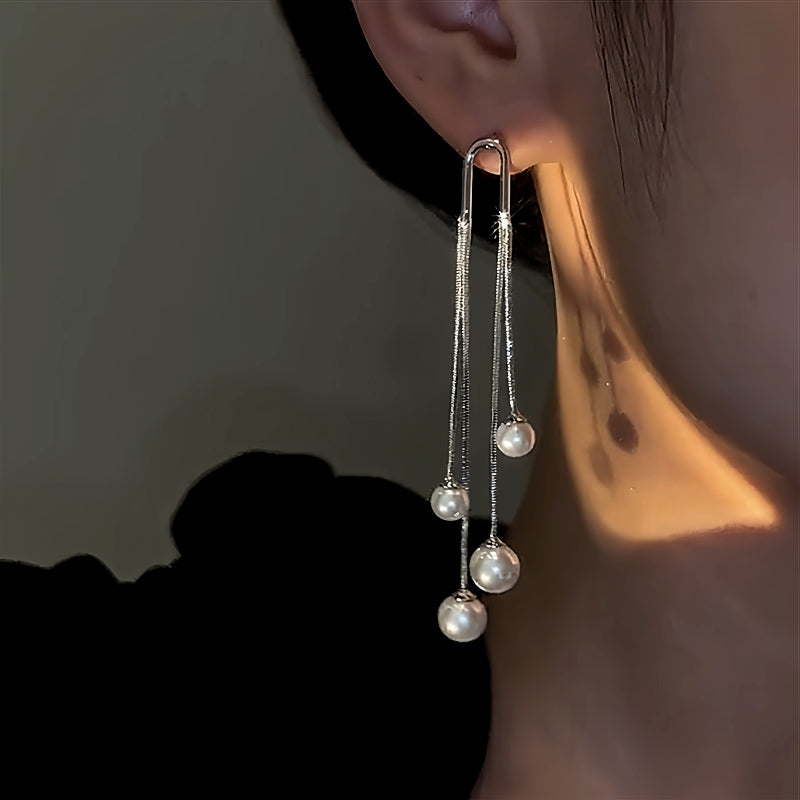 14K Gold-Plated Pearl Tassel Earrings