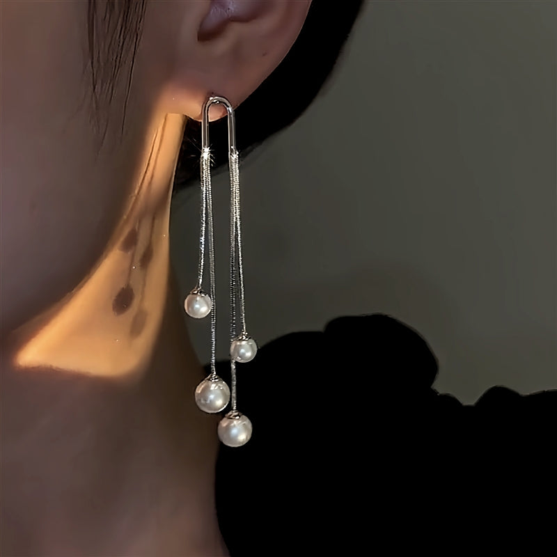 14K Gold-Plated Pearl Tassel Earrings