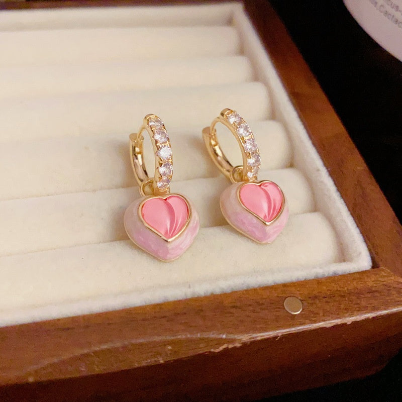 14K Gold-Plated Pink Love Peach Earrings