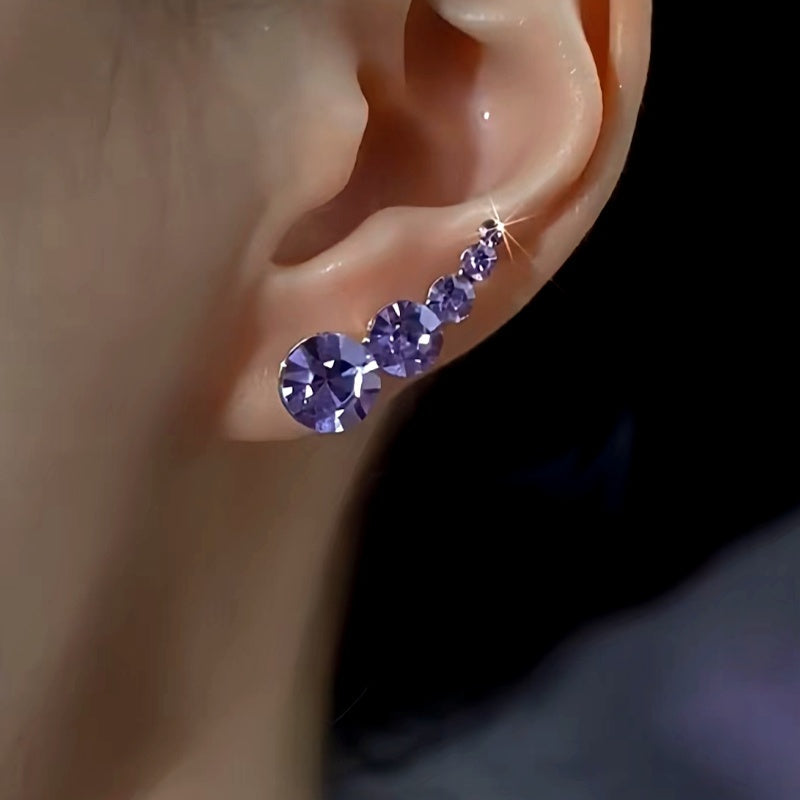 14K Gold-Plated Purple Diamond Crawlers Earrings