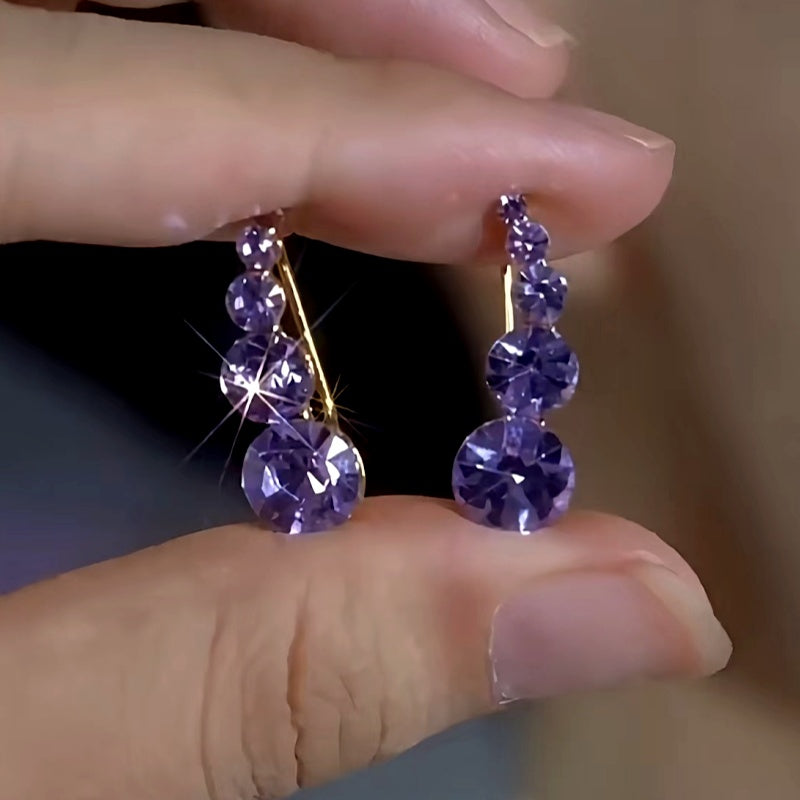 14K Gold-Plated Purple Diamond Crawlers Earrings