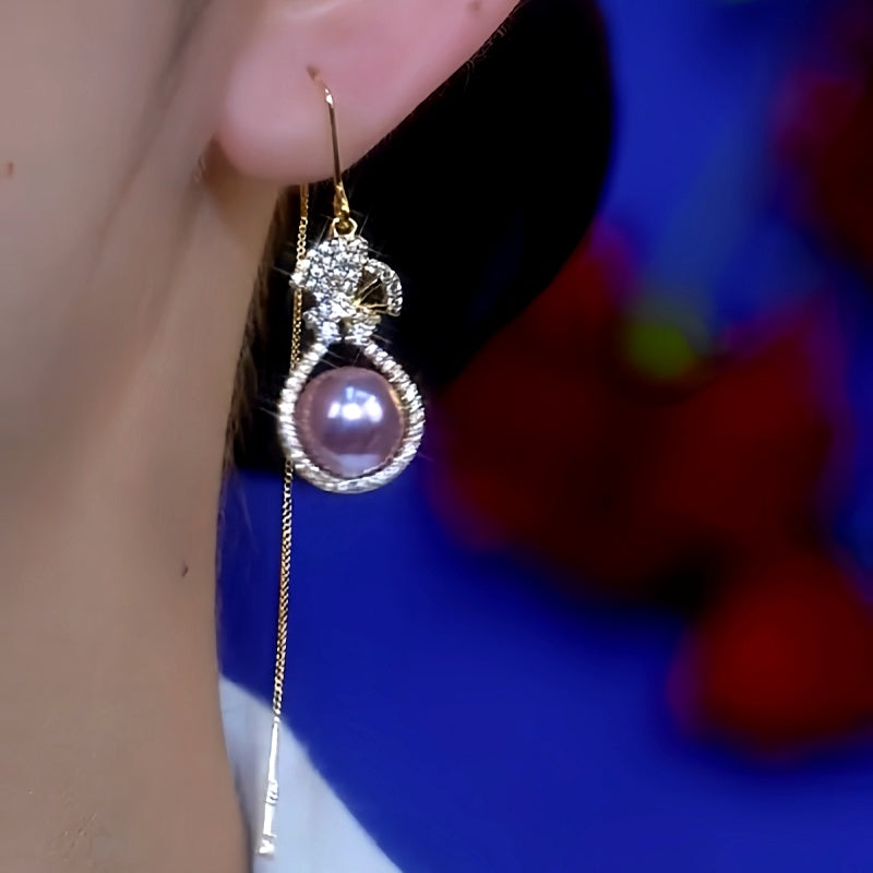 14K Gold-Plated Purple Pearl Threader Earrings