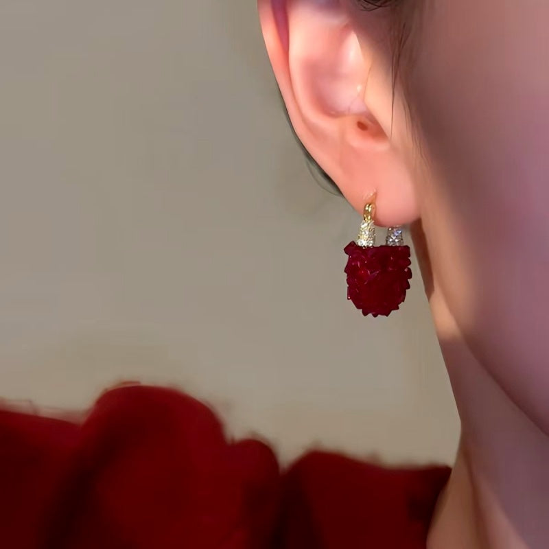 14K Gold-Plated Red Crystal Earrings