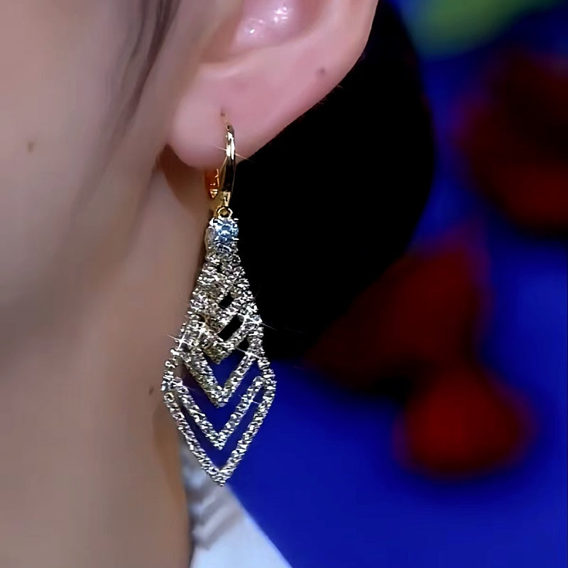 14K Gold-Plated Rhinestone Geometric Earrings
