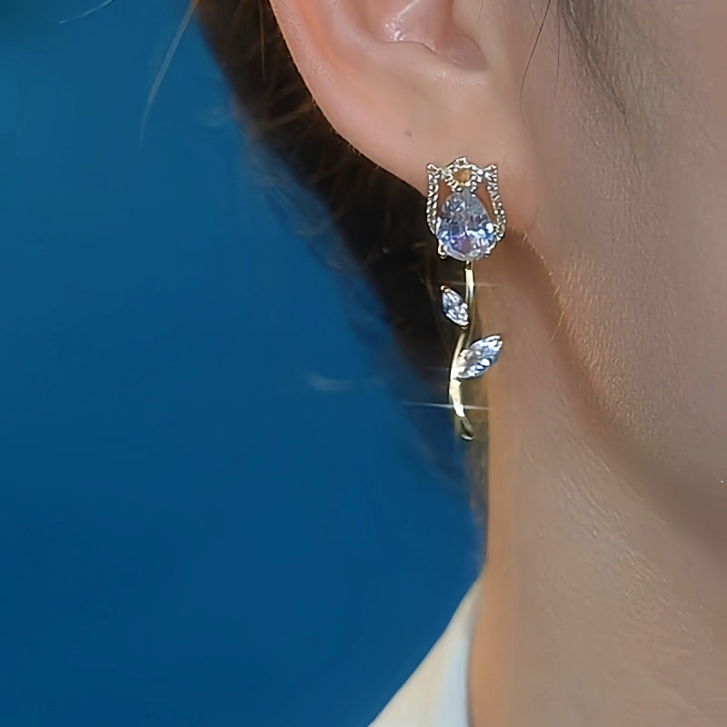 14K Gold-Plated Rose Earrings