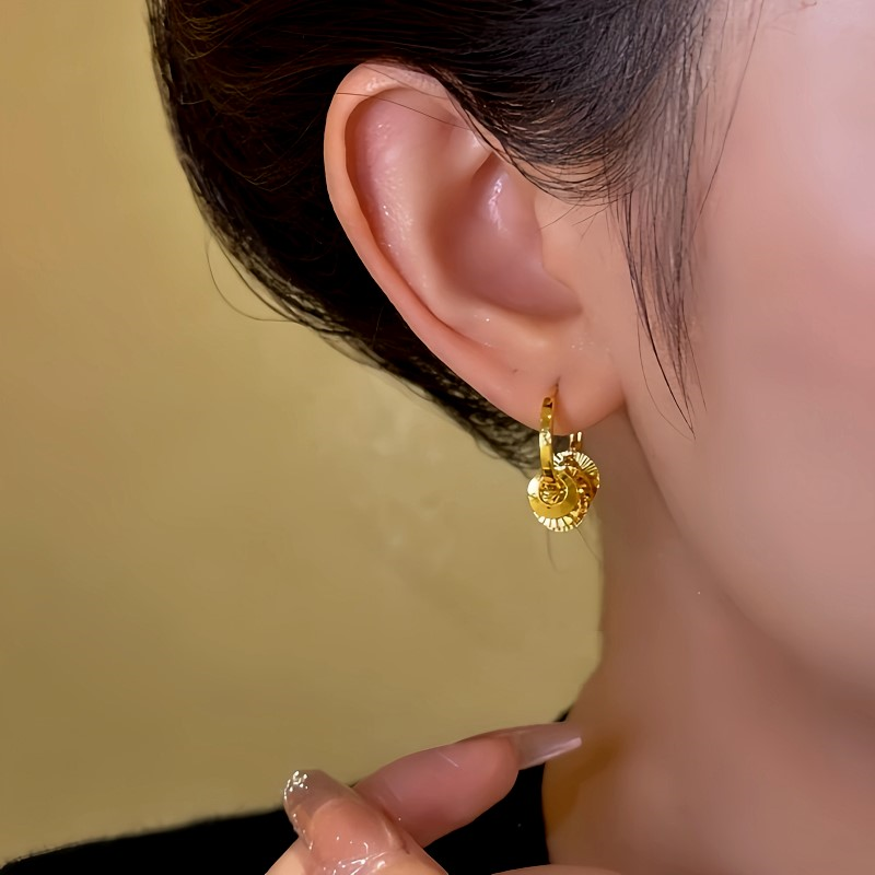 14K Gold-Plated Sequin Hoop Tassel Earrings