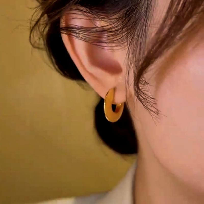 14K Gold-Plated Smooth Flat Hoop Earrings