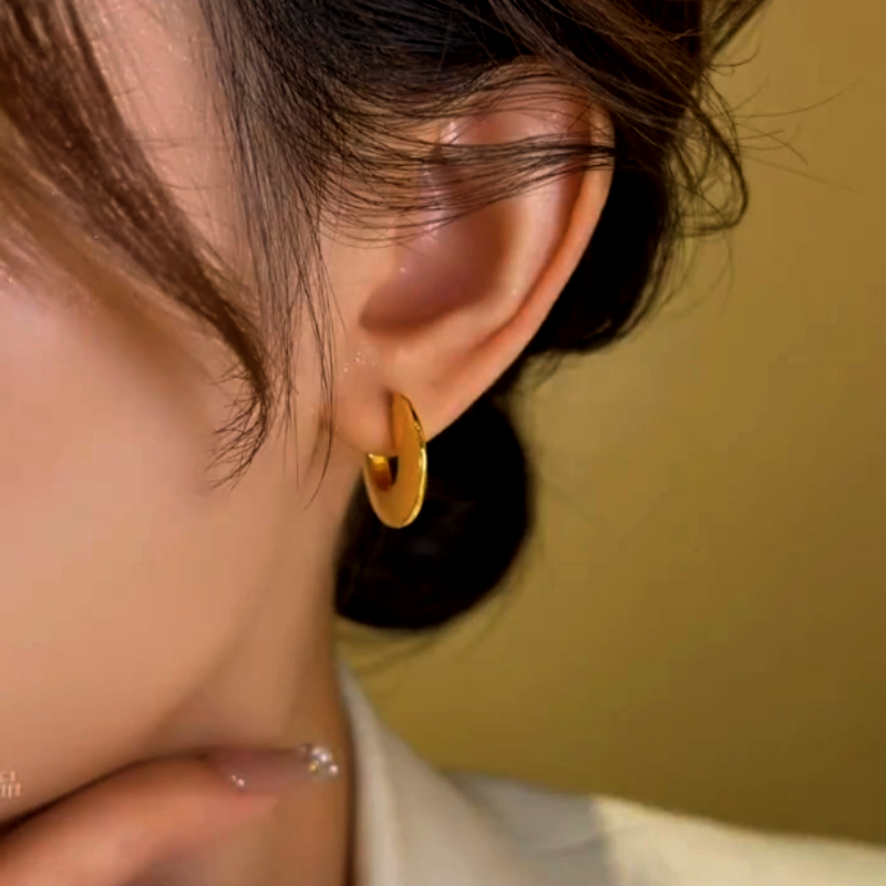 14K Gold-Plated Smooth Flat Hoop Earrings
