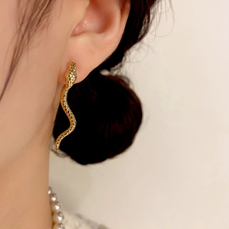 14K Gold-Plated Snake-Shaped Earrings
