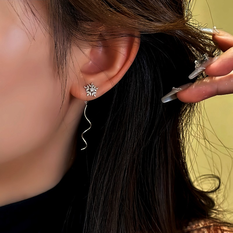 14K Gold-Plated Snowflake Threader Earrings