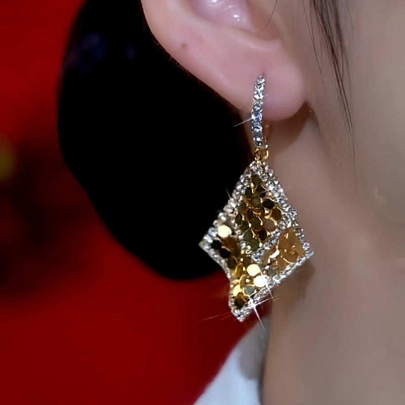 14K Gold-Plated Square Geometric Sequin Earrings