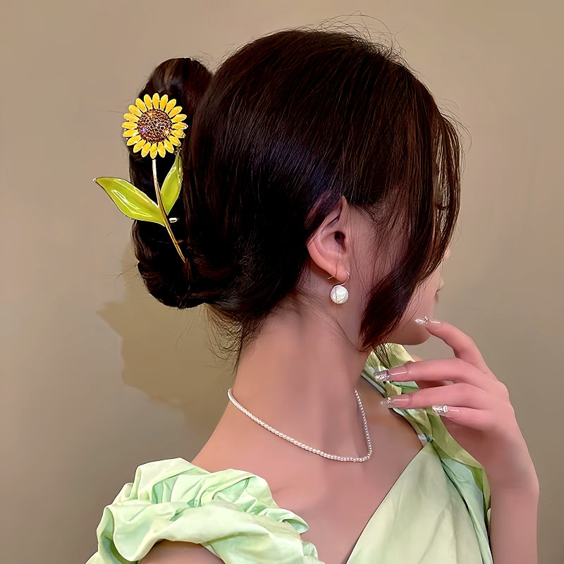14K Gold-Plated Sunflower Hair Clip