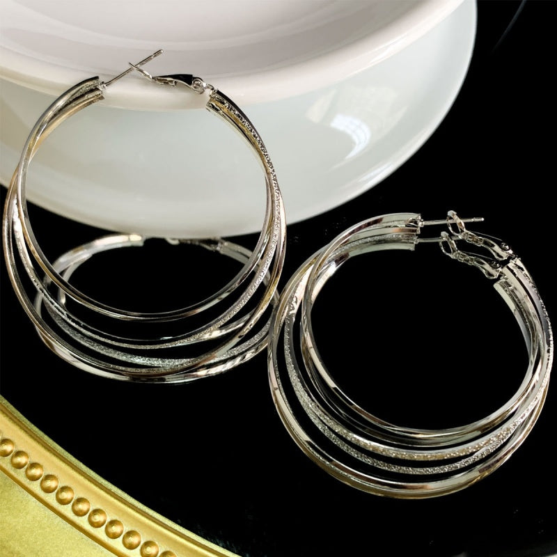 14K Gold-Plated Three-Layer Hoop Earrings