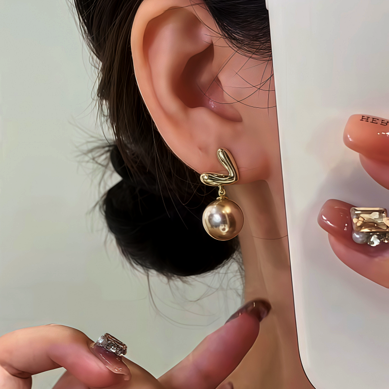 14K Gold-Plated Trendy Heart Pearl Earrings