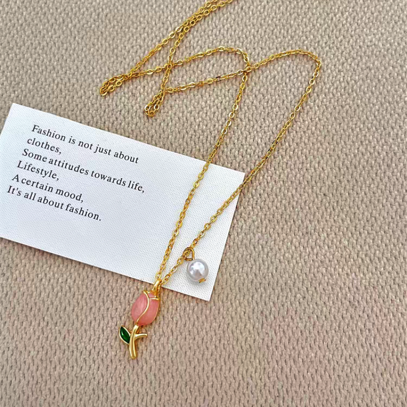 14K Gold-Plated Tulip Pearl Necklaces