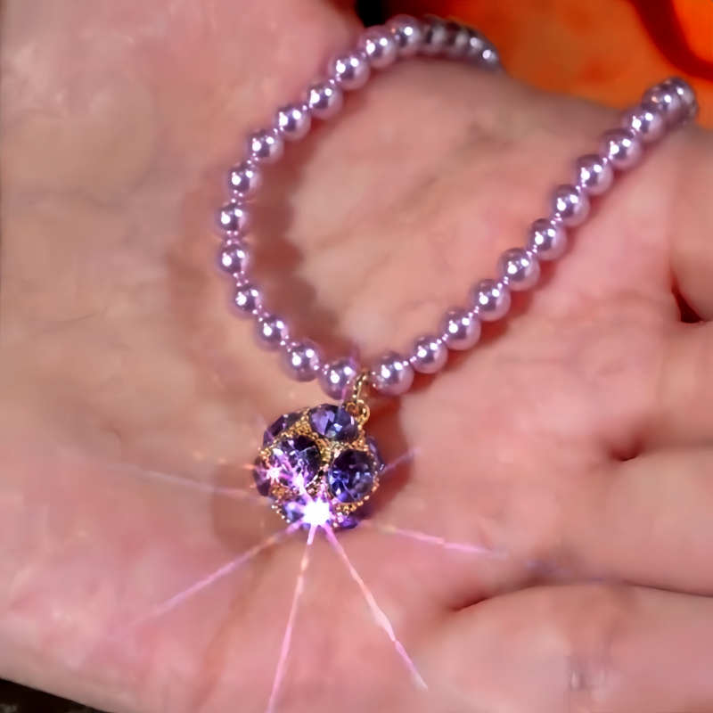 14K Gold-Plated Zircon Ball Pearl Necklace