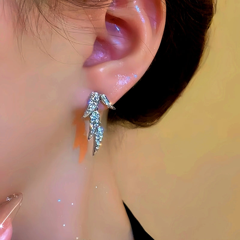 14K Gold-Plated Zircon Bamboo Leaf Earrings