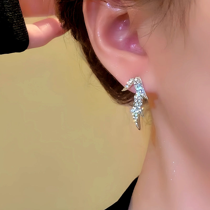 14K Gold-Plated Zircon Bamboo Leaf Earrings