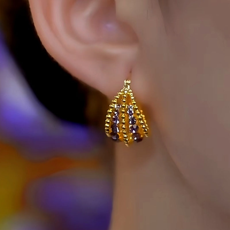 14K Gold-Plated Zircon Basket Earrings