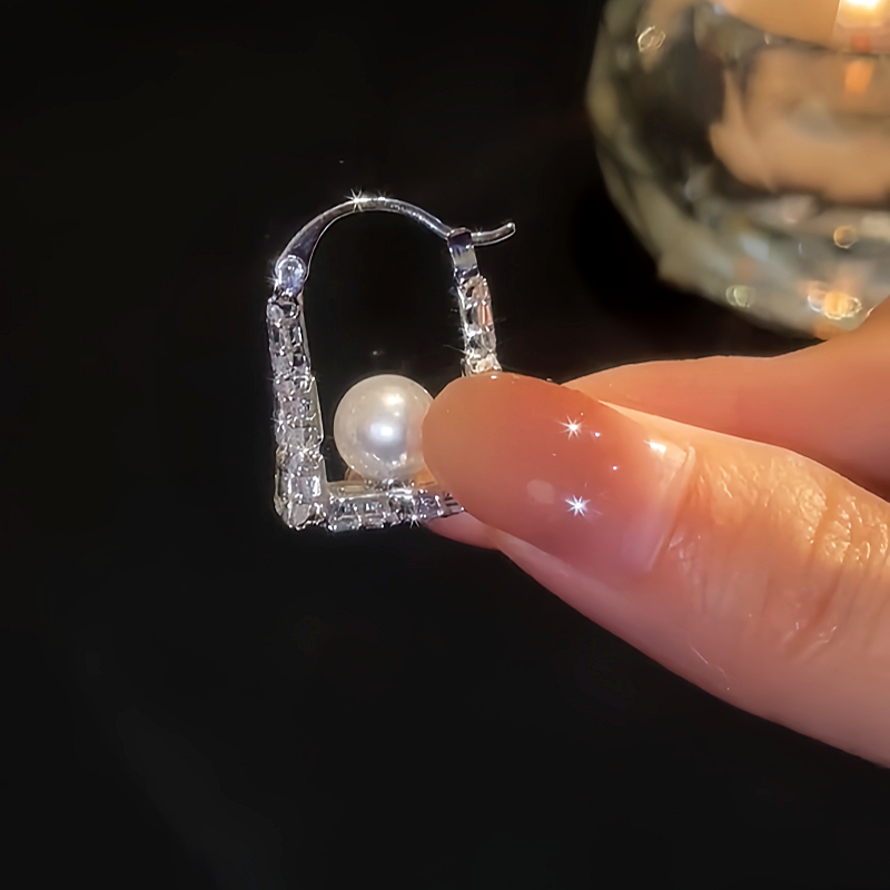 14K Gold-Plated Zircon Bead Handnbag Earrings