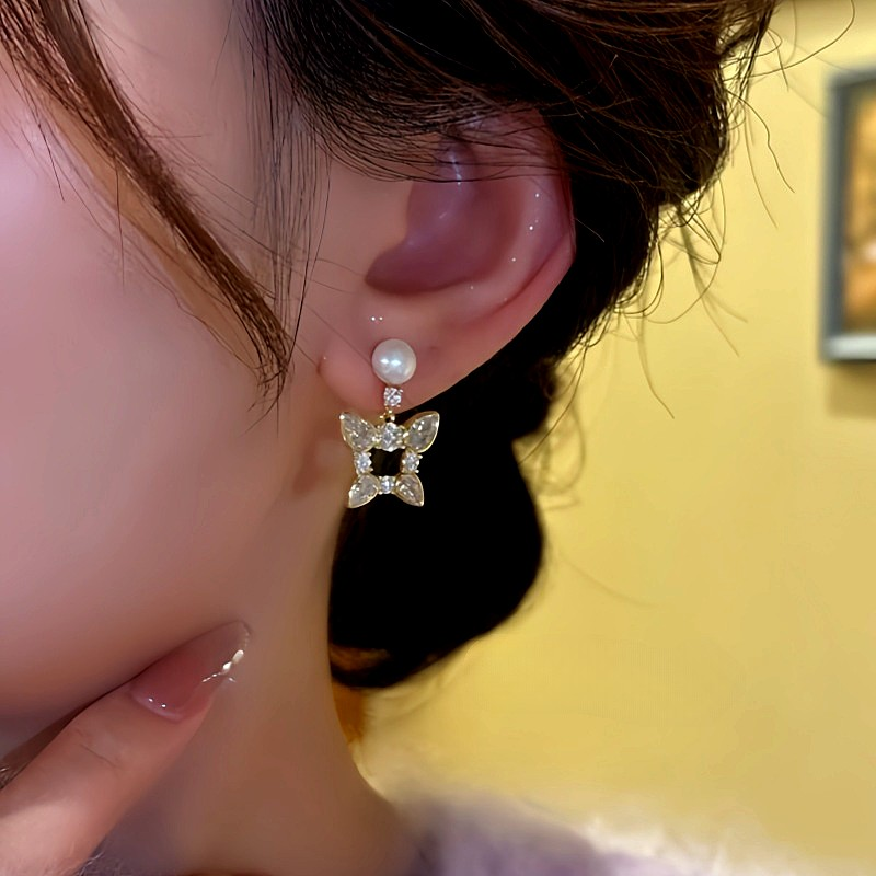 14K Gold-Plated Zircon Butterfly Bead Earrings