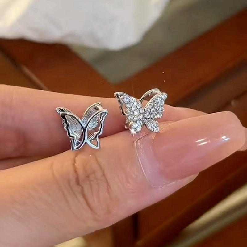 14K Gold-Plated Zircon Butterfly Earrings