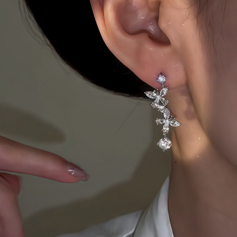 14K Gold-Plated Zircon Butterfly Earrings