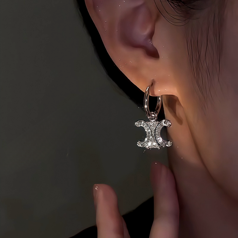 14K Gold-Plated Zircon C-Shaped Earrings