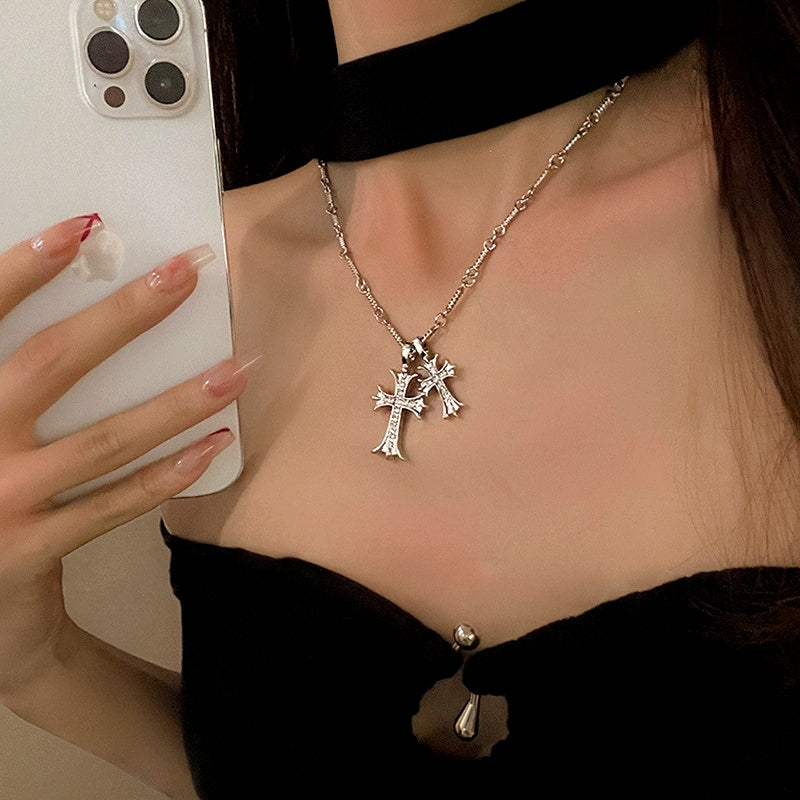 14K Gold-Plated Zircon Cross Pendant Necklace