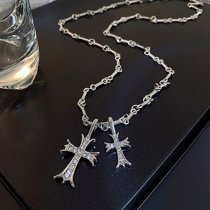 14K Gold-Plated Zircon Cross Pendant Necklace