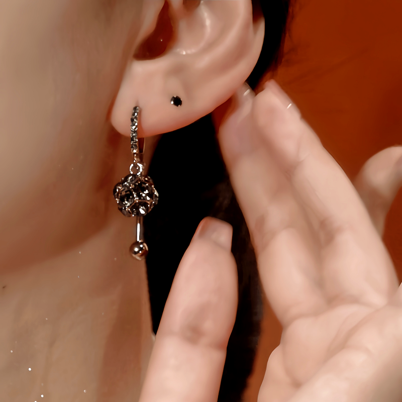 14K Gold-Plated Zircon Crystal Ball Earrings