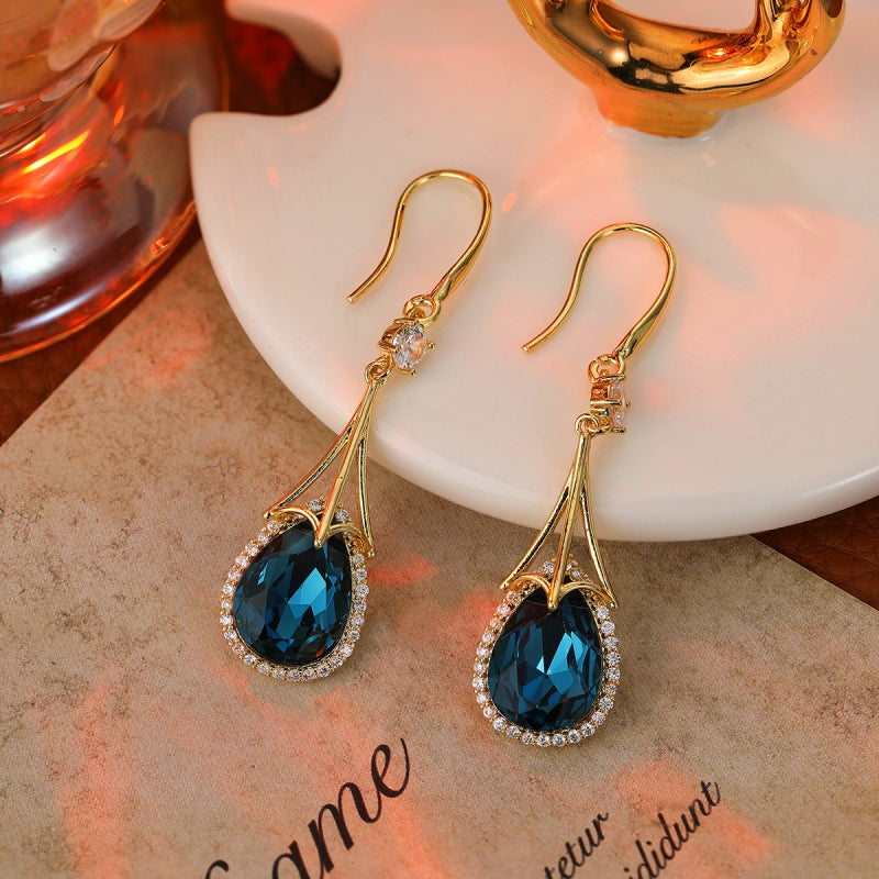 14K Gold-Plated Zircon Crystal Tassel Earrings