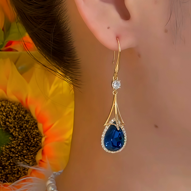 14K Gold-Plated Zircon Crystal Tassel Earrings