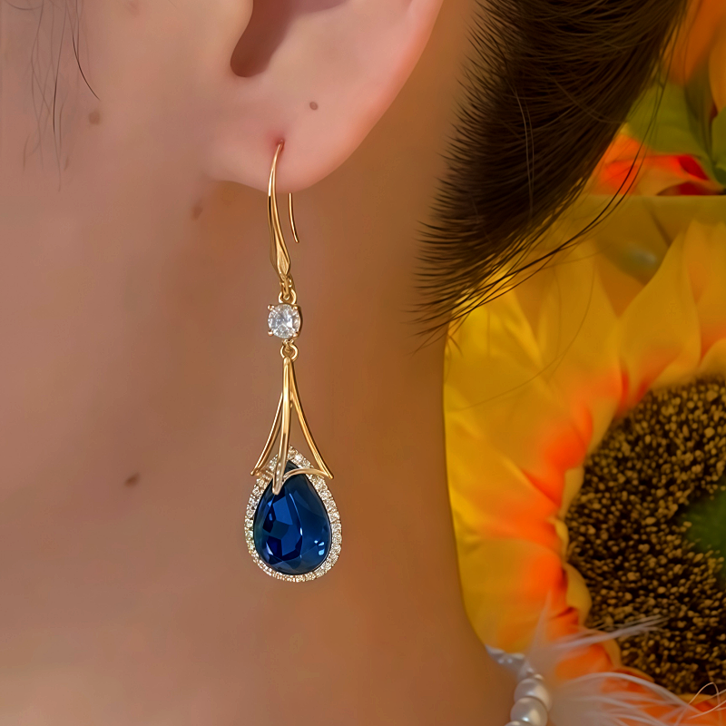 14K Gold-Plated Zircon Crystal Tassel Earrings