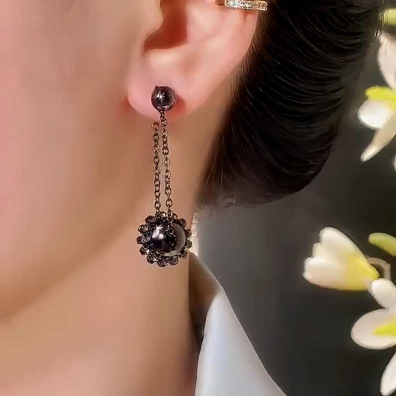 14K Gold-Plated Zircon Diamond Ball Earrings