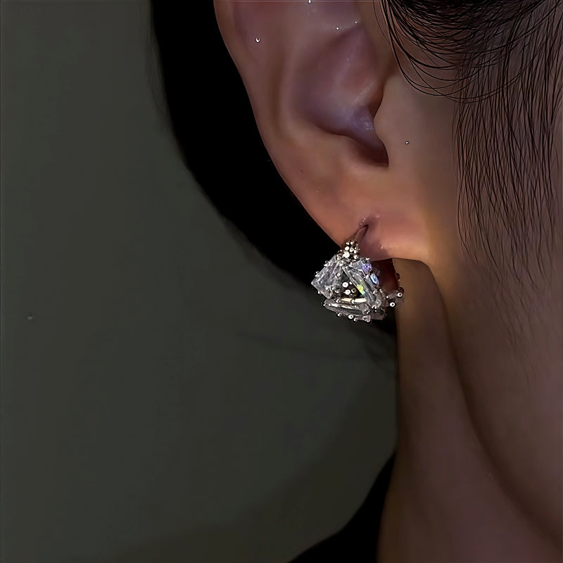 14K Gold-Plated Zircon Diamond Earrings