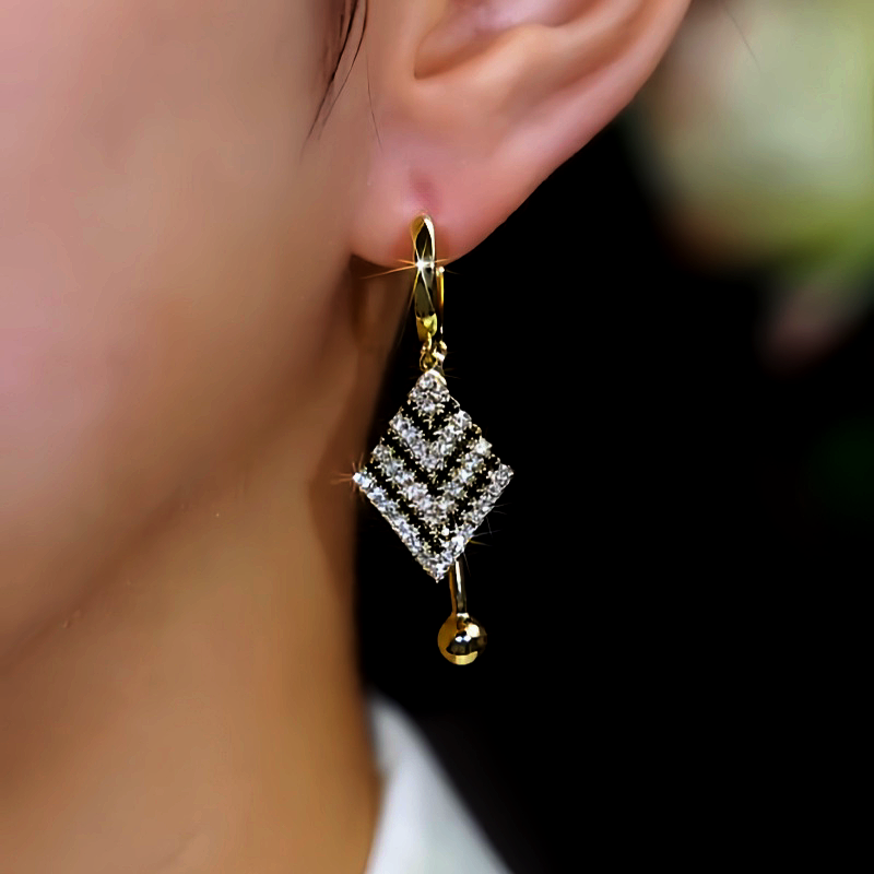14K Gold-Plated Zircon Diamond Earrings