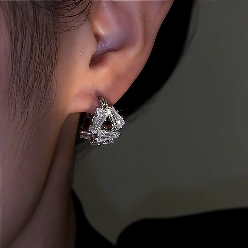 14K Gold-Plated Zircon Diamond Earrings