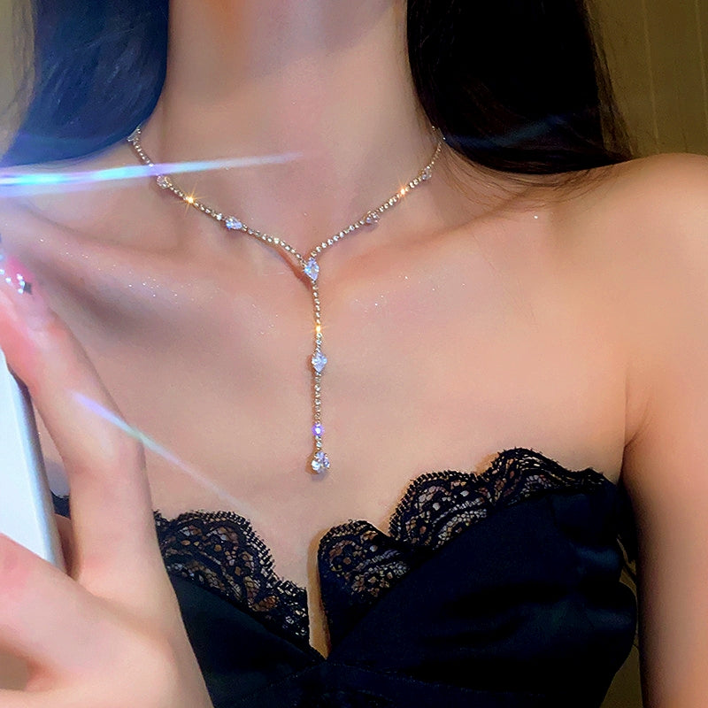 14K Gold-Plated Zircon Diamond Necklace
