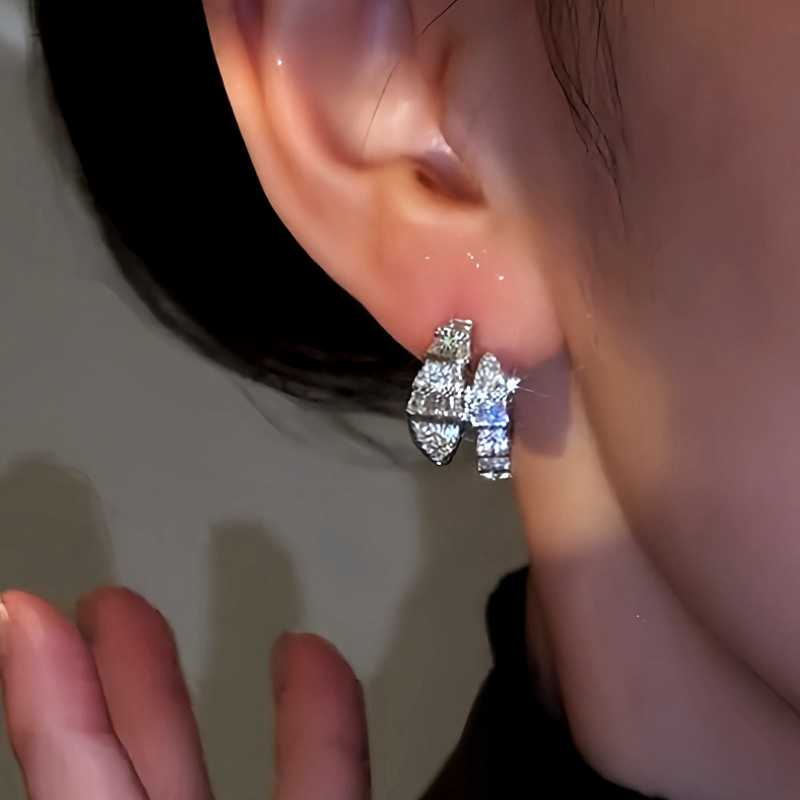 14K Gold-Plated Zircon Diamond Snake-Shaped Earrings