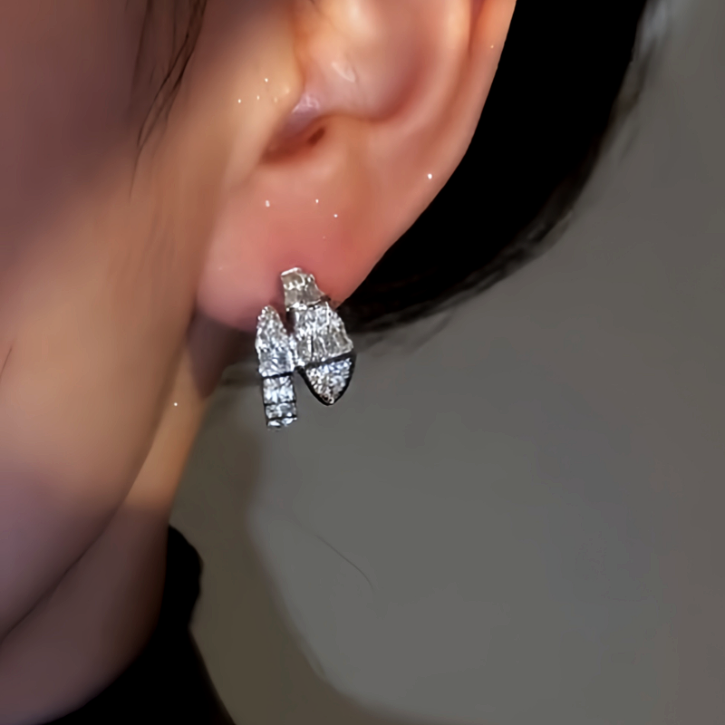 14K Gold-Plated Zircon Diamond Snake-Shaped Earrings