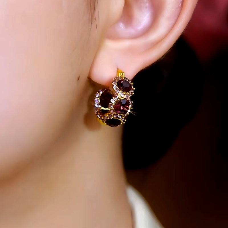 14K Gold-Plated Zircon Diamond Sunflower Hoop Earrings