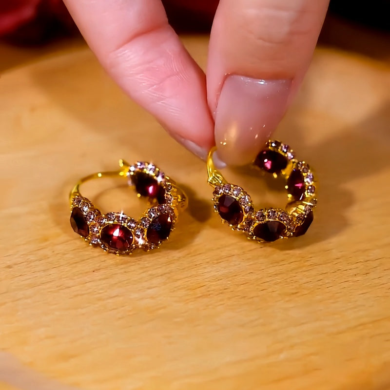 14K Gold-Plated Zircon Diamond Sunflower Hoop Earrings