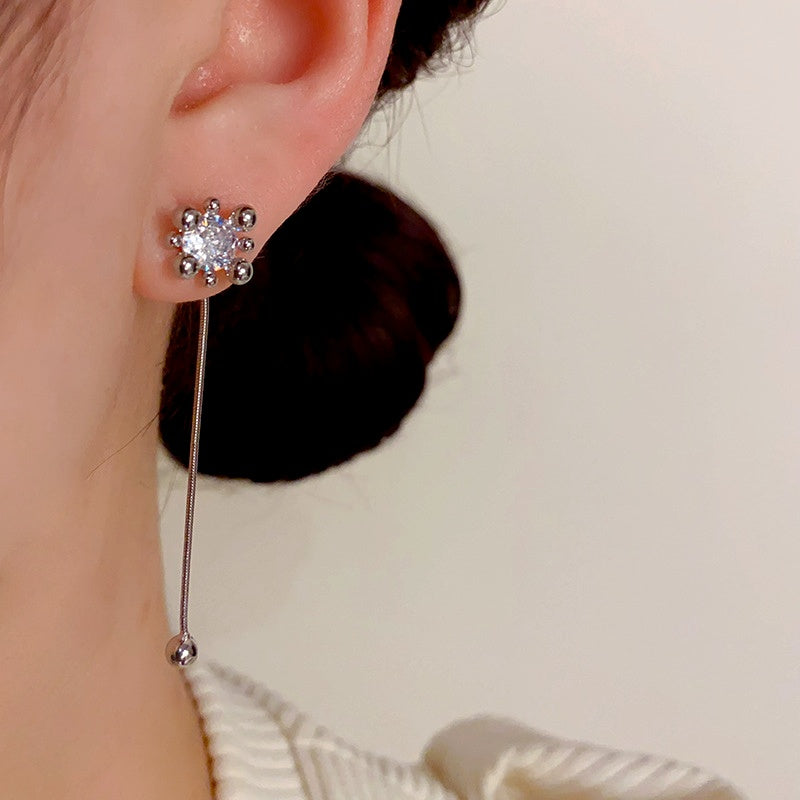 14K Gold-Plated Zircon Fireworks Tassel Two-Wear Earrings