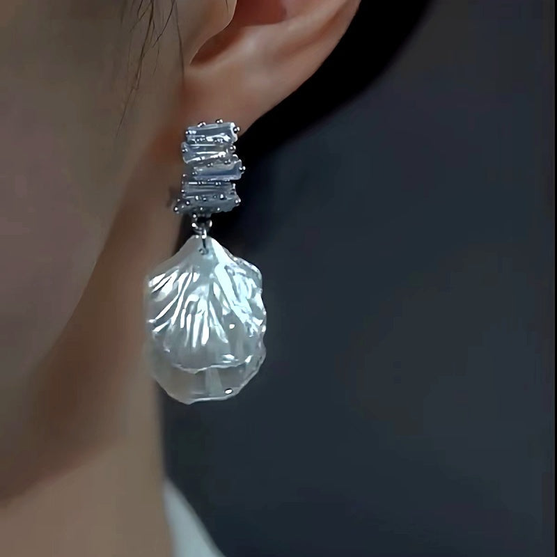 14K Gold-Plated Zircon Flower Earrings