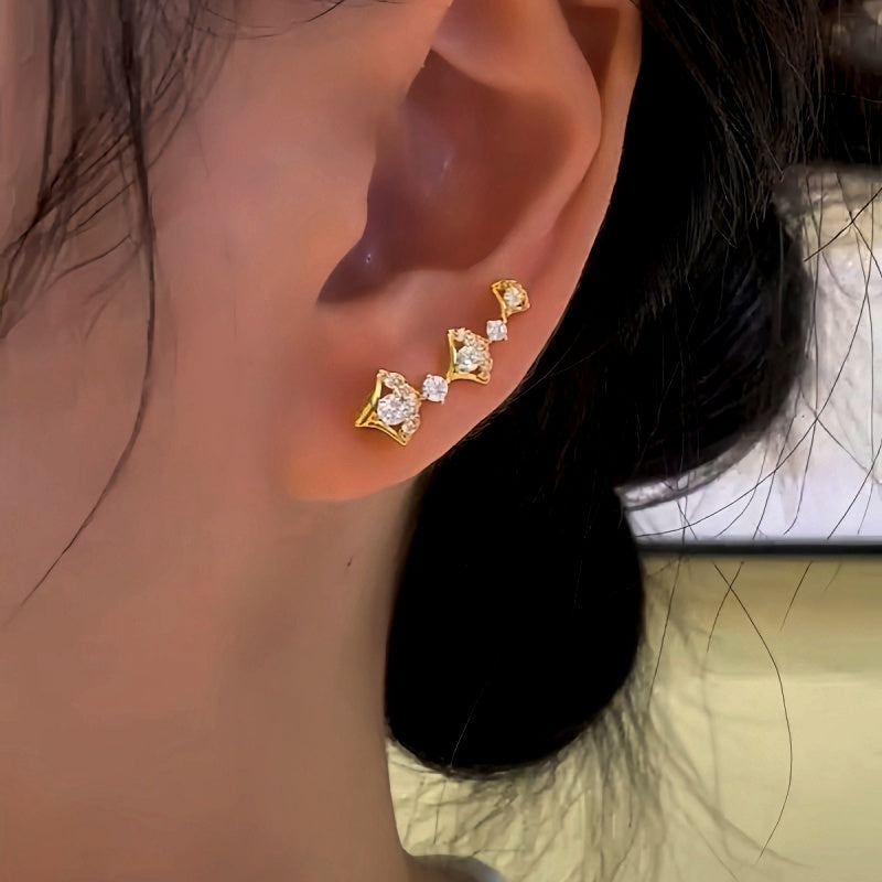 14K Gold-Plated Zircon Ginkgo Leaf Crawlers