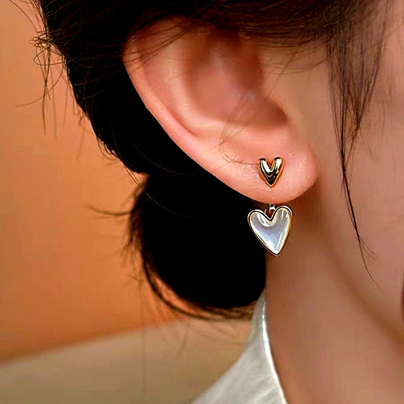 14K Gold-Plated Zircon Heart-Design Earrings